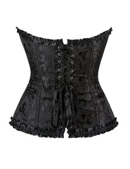 12 Pieces Plastic Bones Black Sexy Embroidered Zippered Palace Style Corset