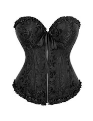Black Sexy Embroidered Zippered Palace Style Corset