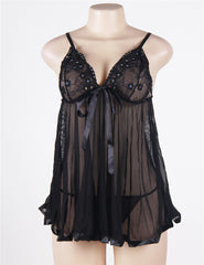 Rhinestone Lace See Through Sexy Nightdress Multi Color Women Lingerie Sleepwear