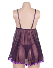 Rhinestone Lace See Through Sexy Nightdress Multi Color Women Lingerie Sleepwear