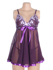 Rhinestone Lace See Through Sexy Nightdress Multi Color Women Lingerie Sleepwear