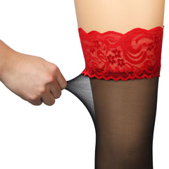 Lace Thigh-High Stockings with Silicone Grip