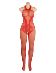 Lace and Fishnet Turtleneck Bodystocking