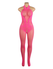 Lace and Fishnet Turtleneck Bodystocking