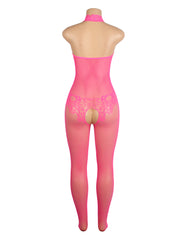 Lace and Fishnet Turtleneck Bodystocking