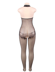 Lace and Fishnet Turtleneck Bodystocking