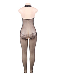 Lace and Fishnet Turtleneck Bodystocking