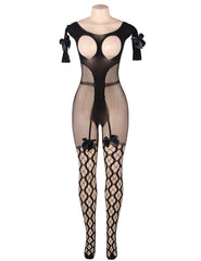 Sexy Fishnet Open Up Off Shoulder Bodystocking