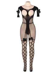 Sexy Fishnet Open Up Off Shoulder Bodystocking