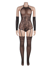 Split Long Sleeve Sexy Fishnet Bodystocking