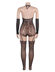 Split Long Sleeve Sexy Fishnet Bodystocking