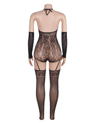 Split Long Sleeve Sexy Fishnet Bodystocking