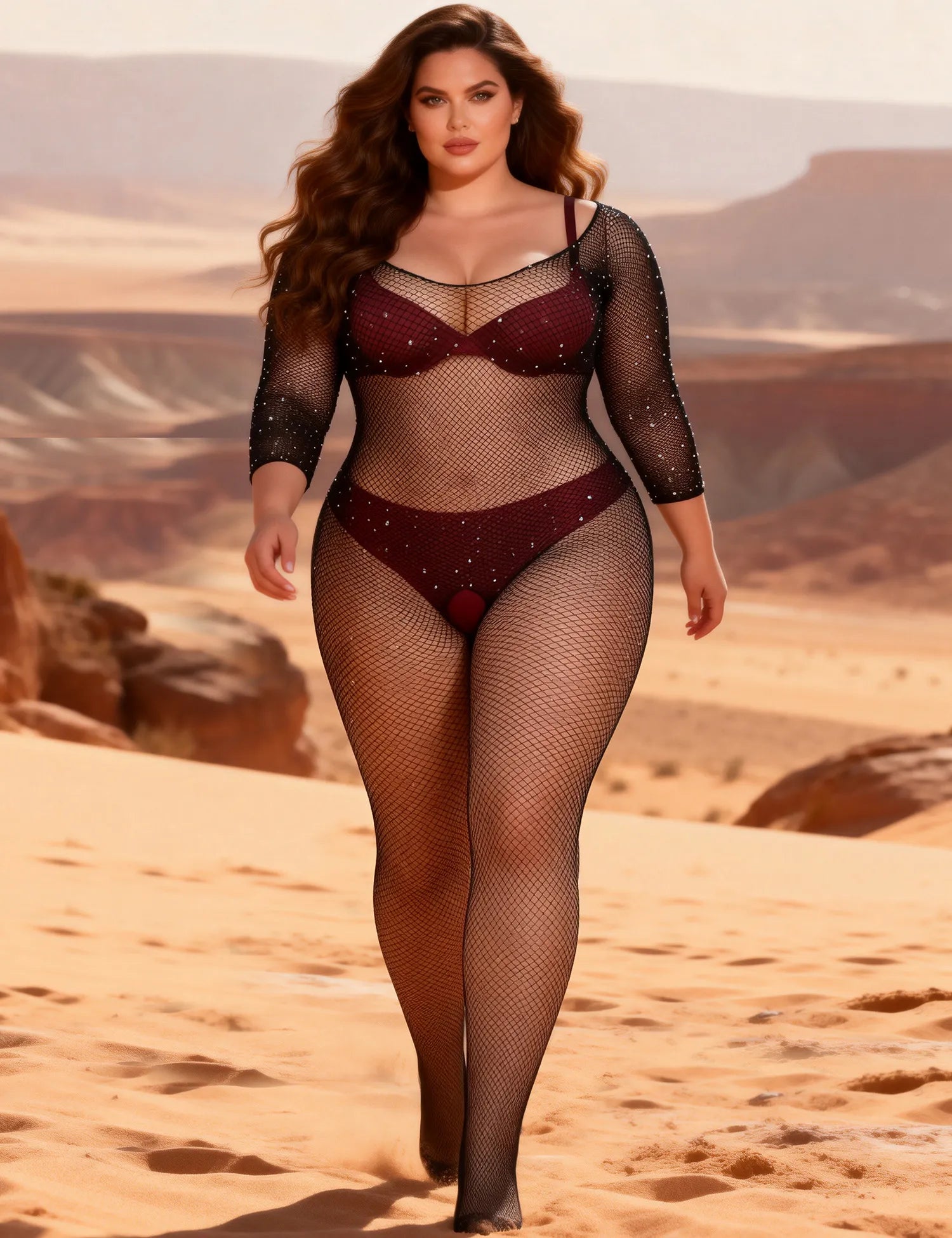 Fishnet Diamonds Long Sleeve Bodystocking