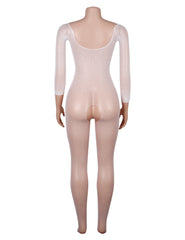 Red Fishnet Diamonds Long Sleeve Bodystocking