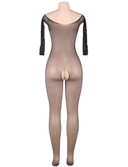 Red Fishnet Diamonds Long Sleeve Bodystocking
