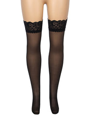Sexy Lace Vertical Line Stockings With Silicone