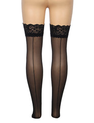 Sexy Lace Vertical Line Stockings With Silicone