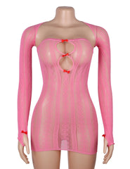 Sexy Long Sleeves Hollow Out Bow Bodystocking