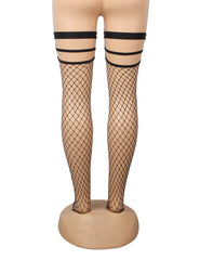 White Sexy Medium Holes Elastic Rivet Fishnet Stockings