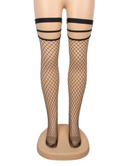 White Sexy Medium Holes Elastic Rivet Fishnet Stockings