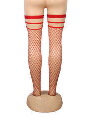White Sexy Medium Holes Elastic Rivet Fishnet Stockings