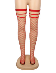 White Sexy Medium Holes Elastic Rivet Fishnet Stockings