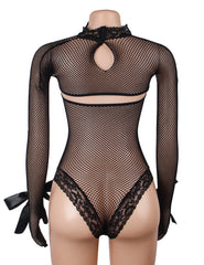 Sexy Fishnet Long Sleeves Bodysuit