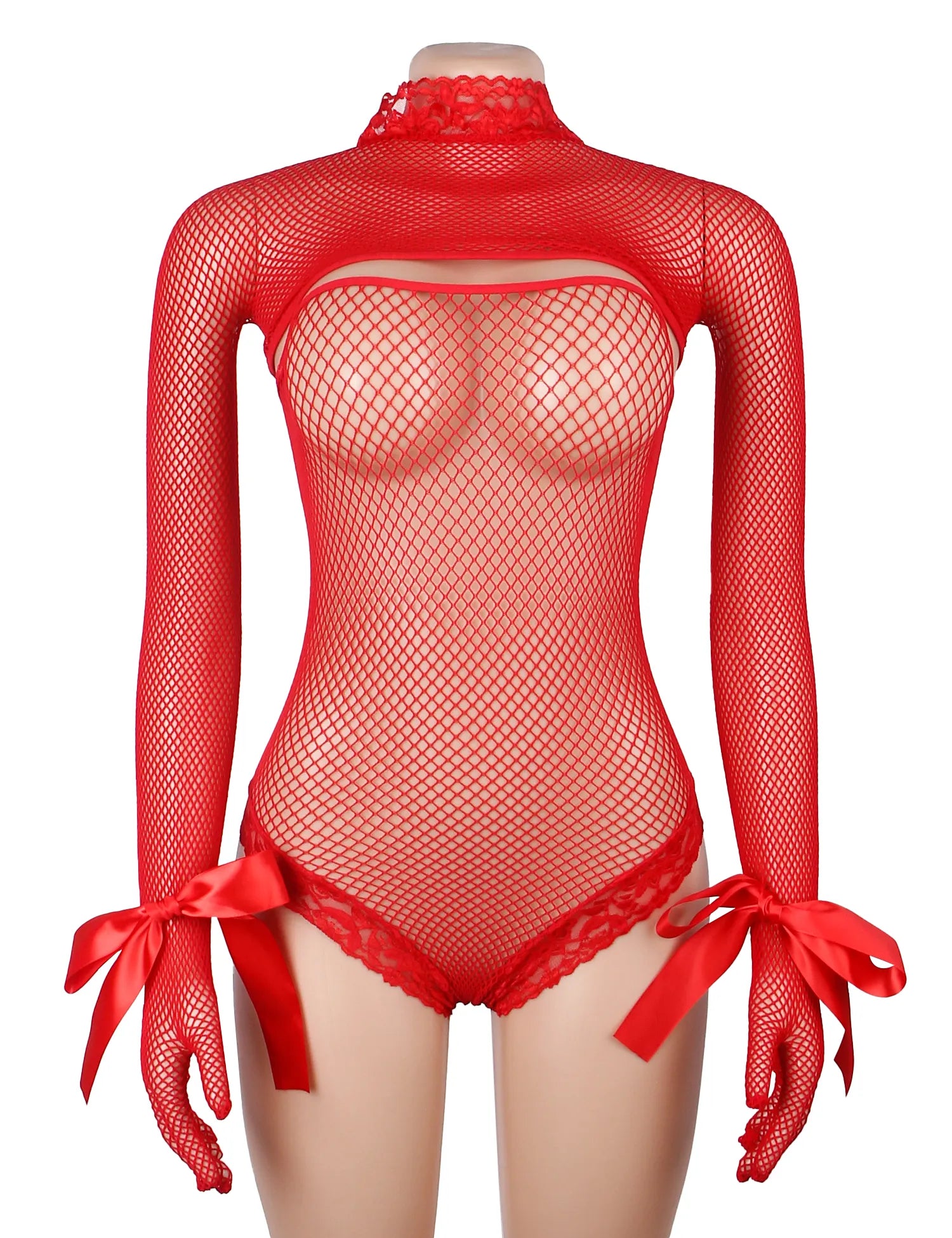 Sexy Fishnet Long Sleeves Bodysuit