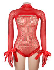 Sexy Fishnet Long Sleeves Bodysuit