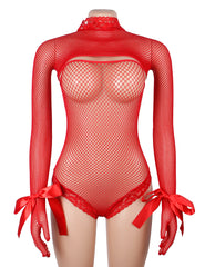 Sexy Fishnet Long Sleeves Bodysuit