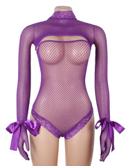 Sexy Fishnet Long Sleeves Bodysuit