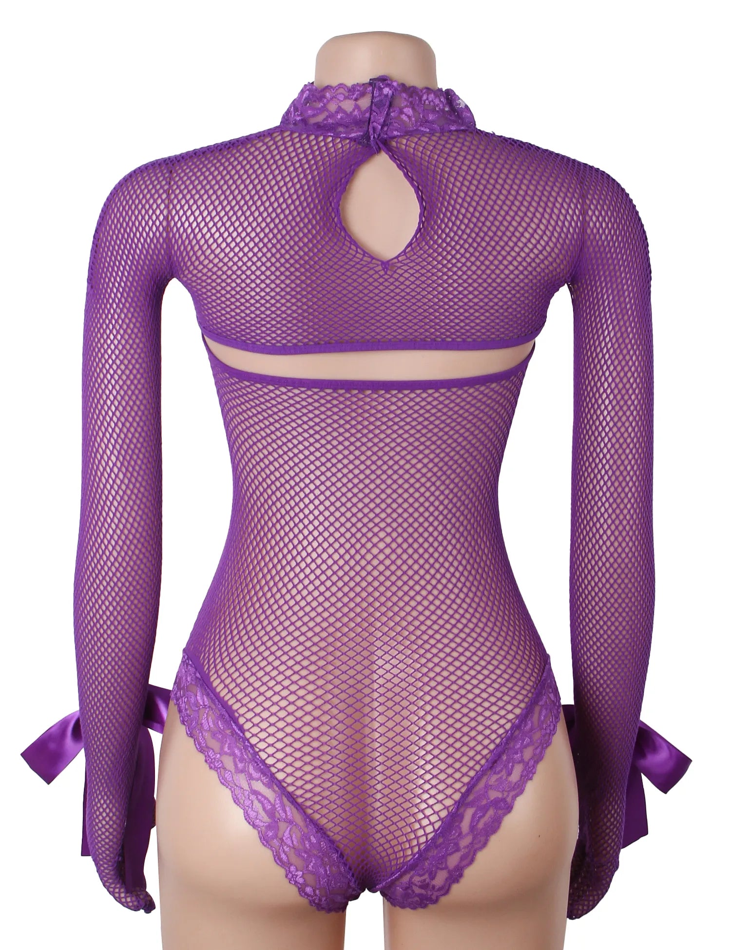 Sexy Fishnet Long Sleeves Bodysuit