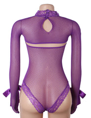 Sexy Fishnet Long Sleeves Bodysuit