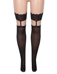 Black Sexy Lace Trim Bow Stockings