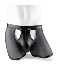 Sexy Mesh Openable Crotch Imitation Leather Men's Boxer Underwear