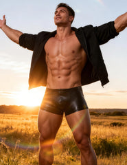 Black Leather Sexy Panty for Man