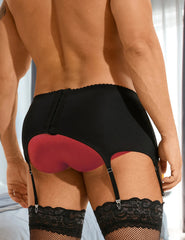 Men's Black Lace Strap Garter Panty Sissy Lingerie Crossdress