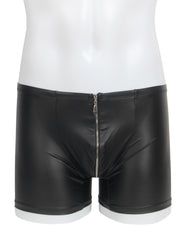 Black Sexy PU Men Underwear With Zipper