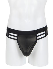 Black Sexy PU Leather Hollow Out Men Underwear