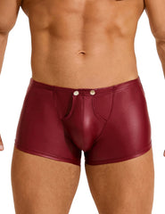 Sexy Faux Leather Men's Open-Crotch Briefs