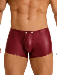 Sexy Faux Leather Men's Open-Crotch Briefs