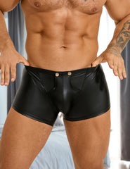 Sexy Faux Leather Men's Open-Crotch Briefs