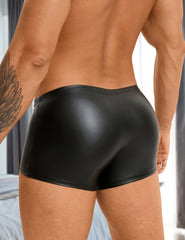 Sexy Faux Leather Men's Open-Crotch Briefs
