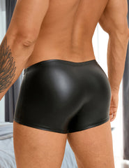Sexy Faux Leather Men's Open-Crotch Briefs