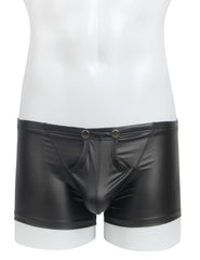 Sexy Faux Leather Men's Open-Crotch Briefs