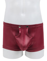 Sexy Faux Leather Men's Open-Crotch Briefs
