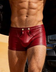 Sexy Faux Leather Men's Open-Crotch Briefs