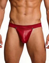 Sexy PU Leather Detachable Pouch Jockstrap