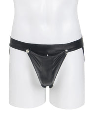 Sexy PU Leather Detachable Pouch Jockstrap