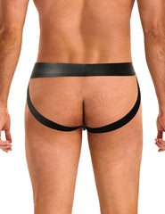 Sexy PU Leather Detachable Pouch Jockstrap